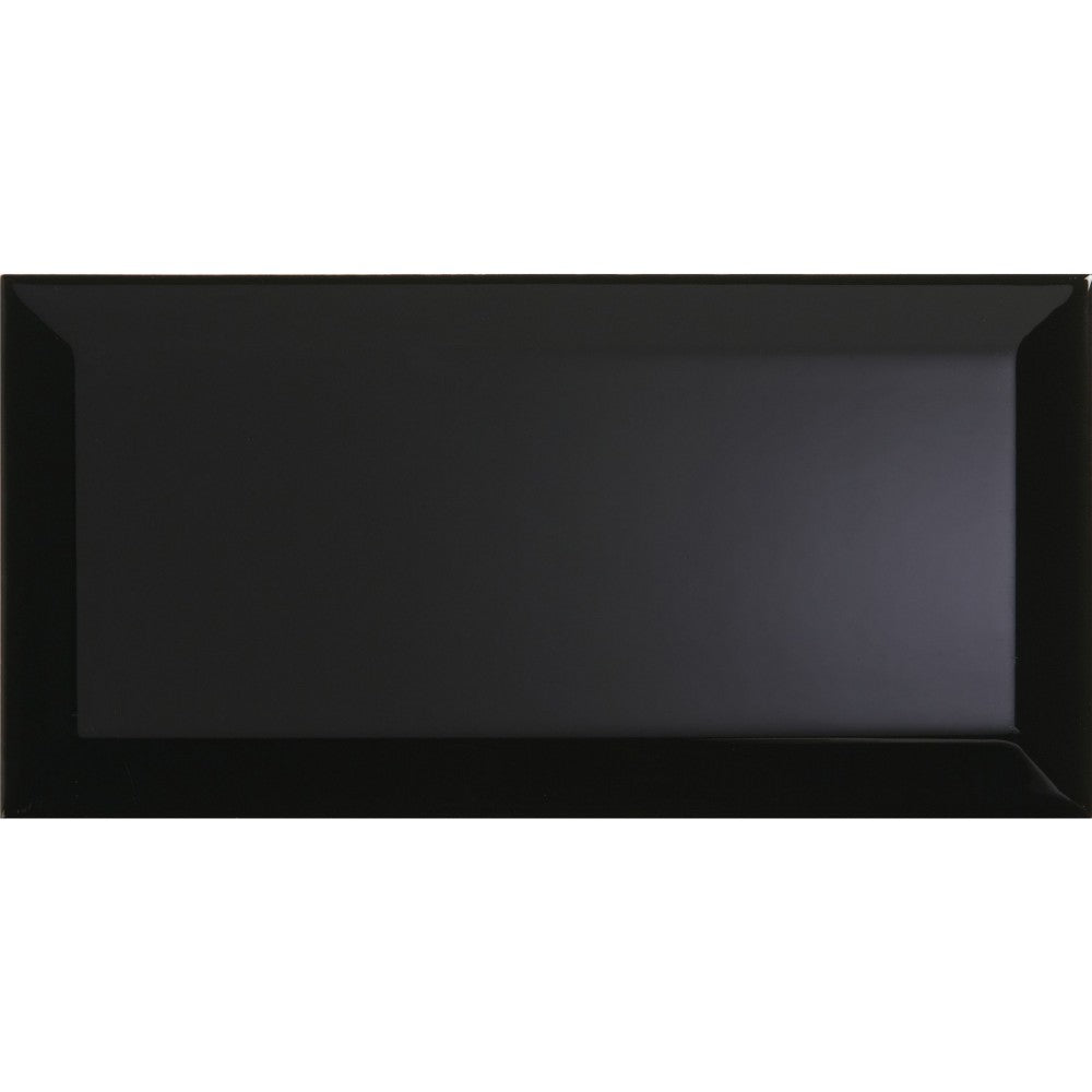 Black Metro Gloss Ceramic 10cmx20cm Kitchen Wall Tiles