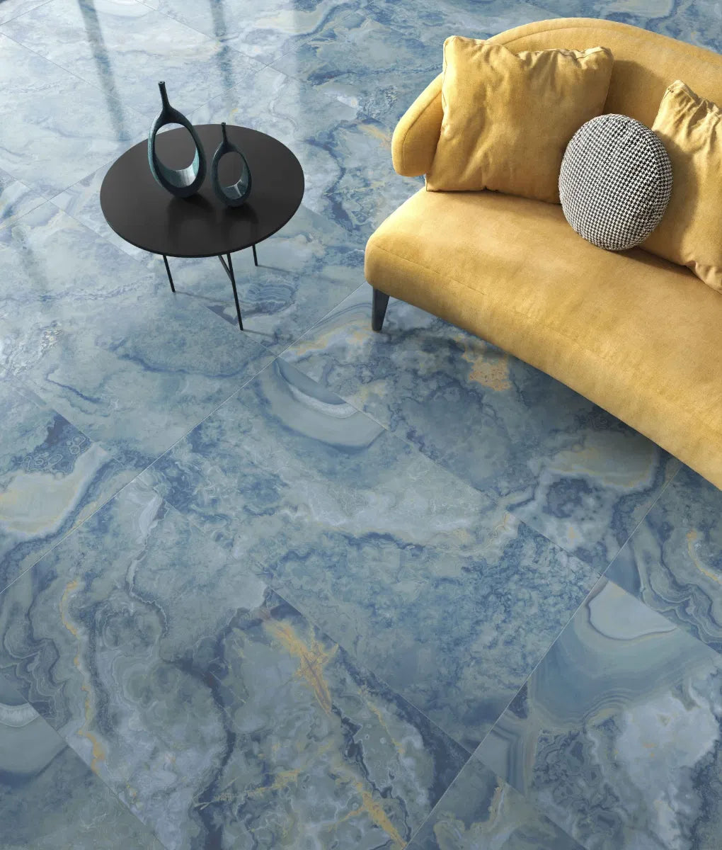 Onyx Blue Polished Large Wall And Floor Porcelain Tiles 60cmx120cm