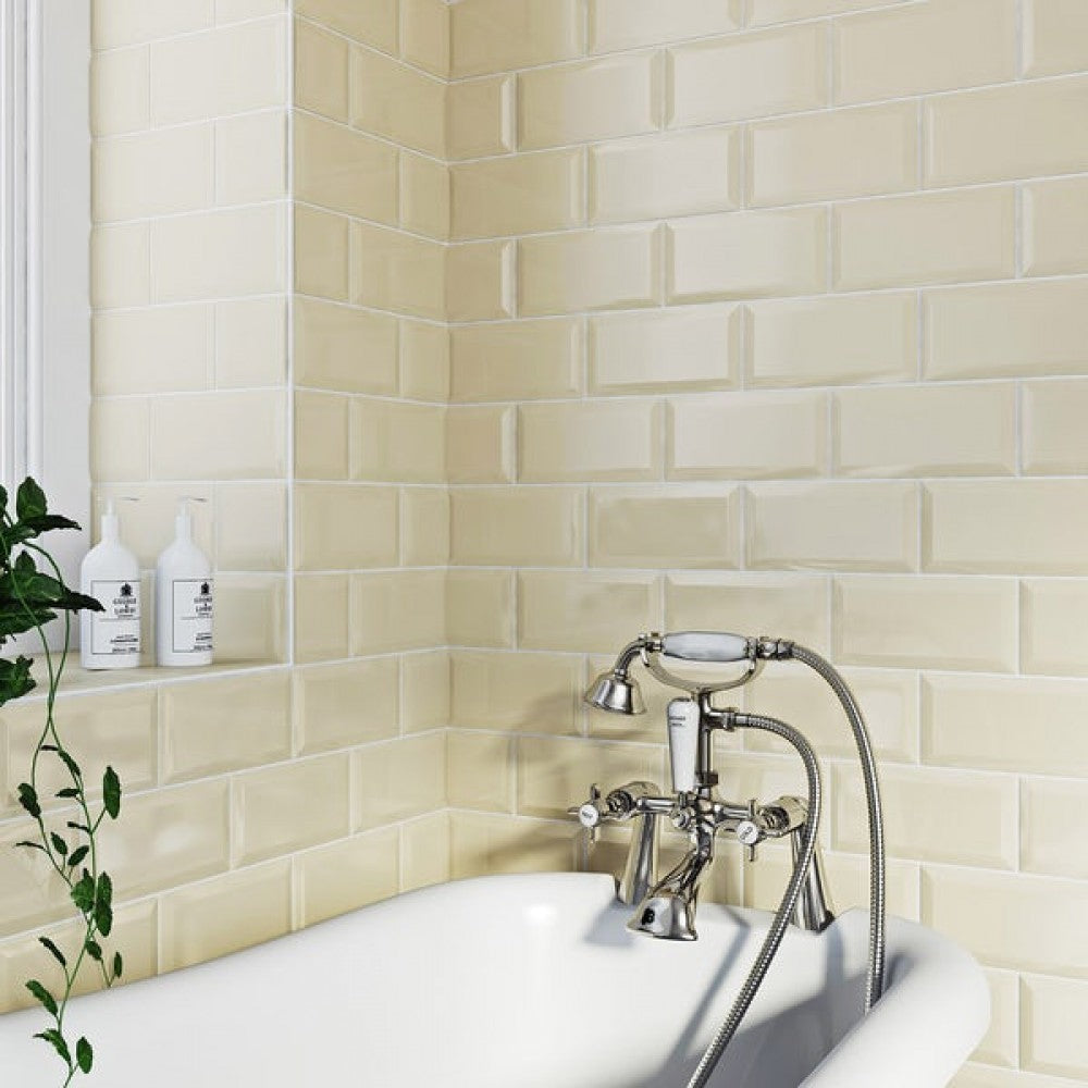 Cream Metro Gloss Ceramic 10cmx20cm Kitchen Wall Tiles