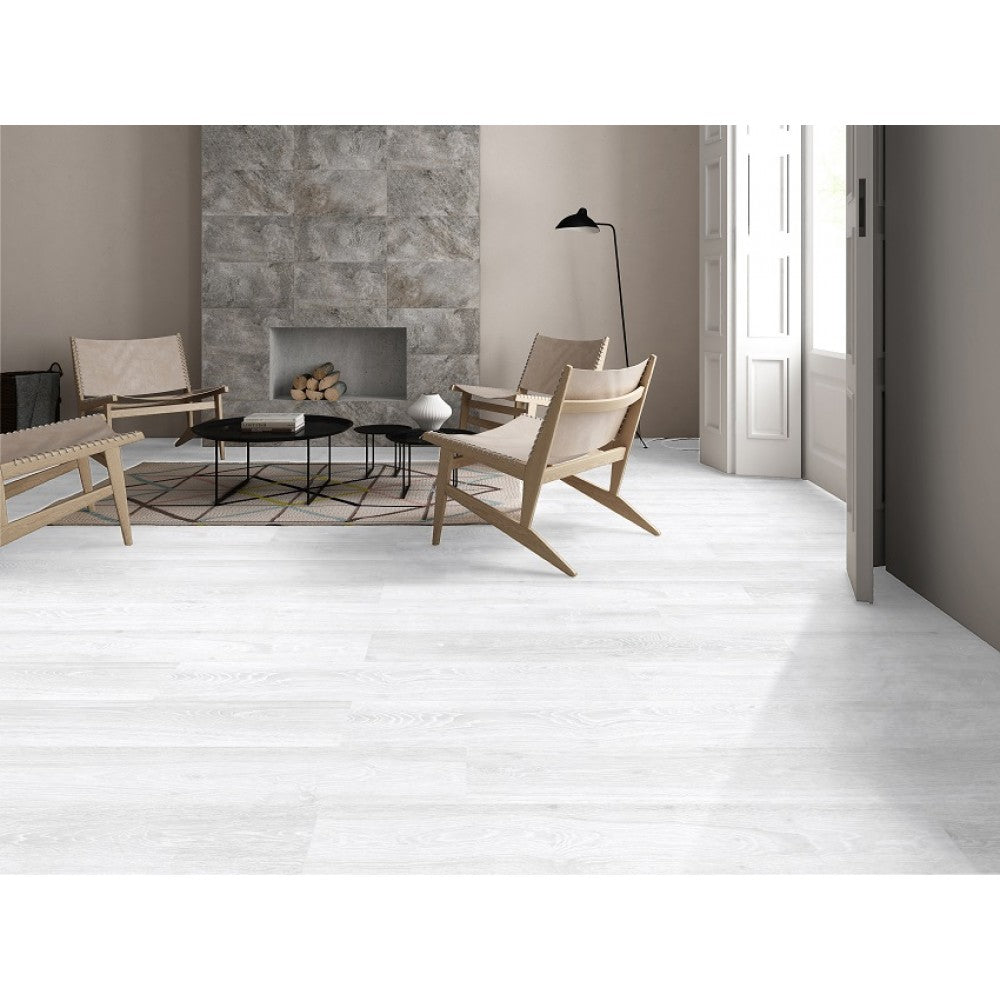 Atlantis Porcelain Wood Effect Silver White 24CM X 88CM Wall And Floor Tile