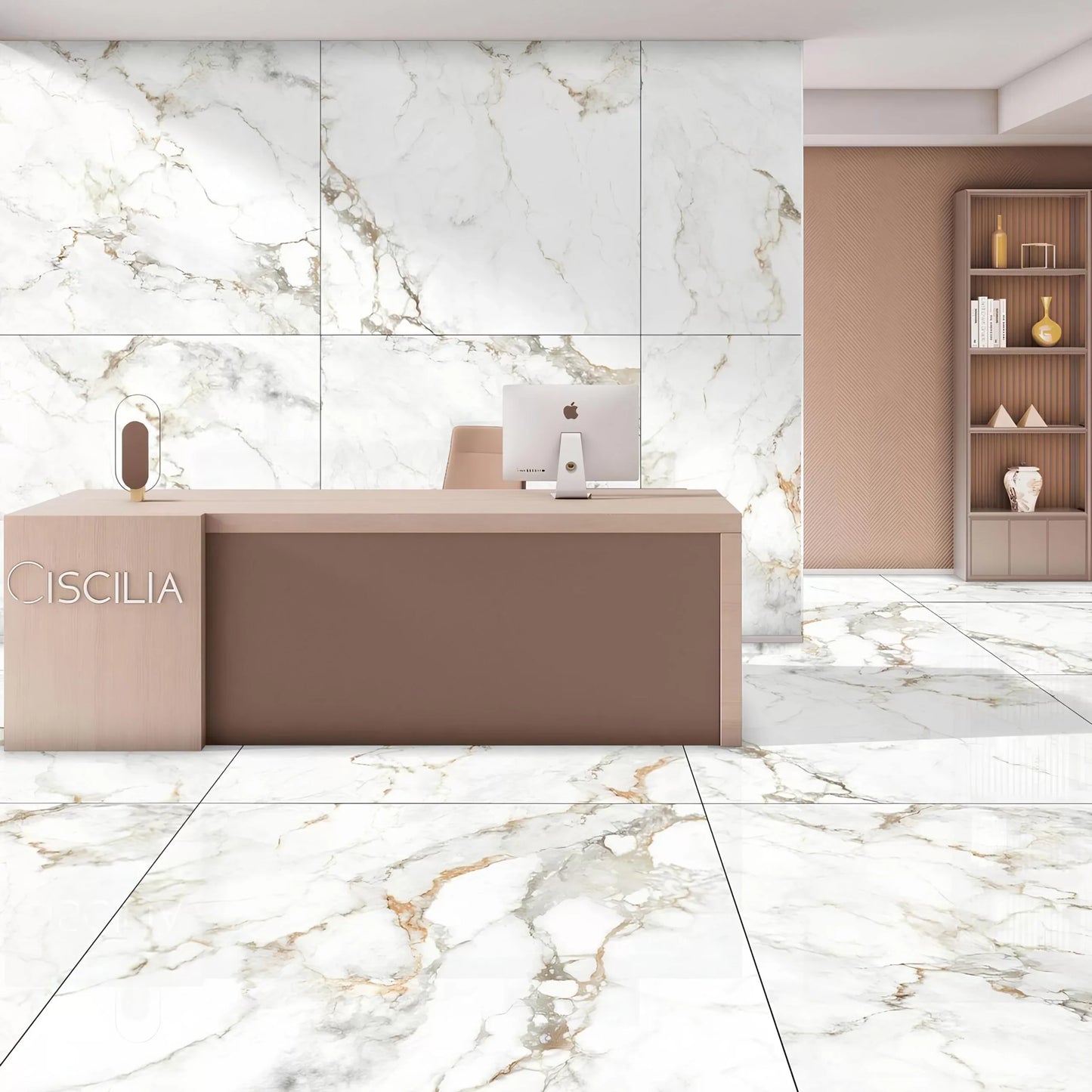 Brass XL Polished Marble Wall And Floor Porcelain Tiles 100cm x 100cm