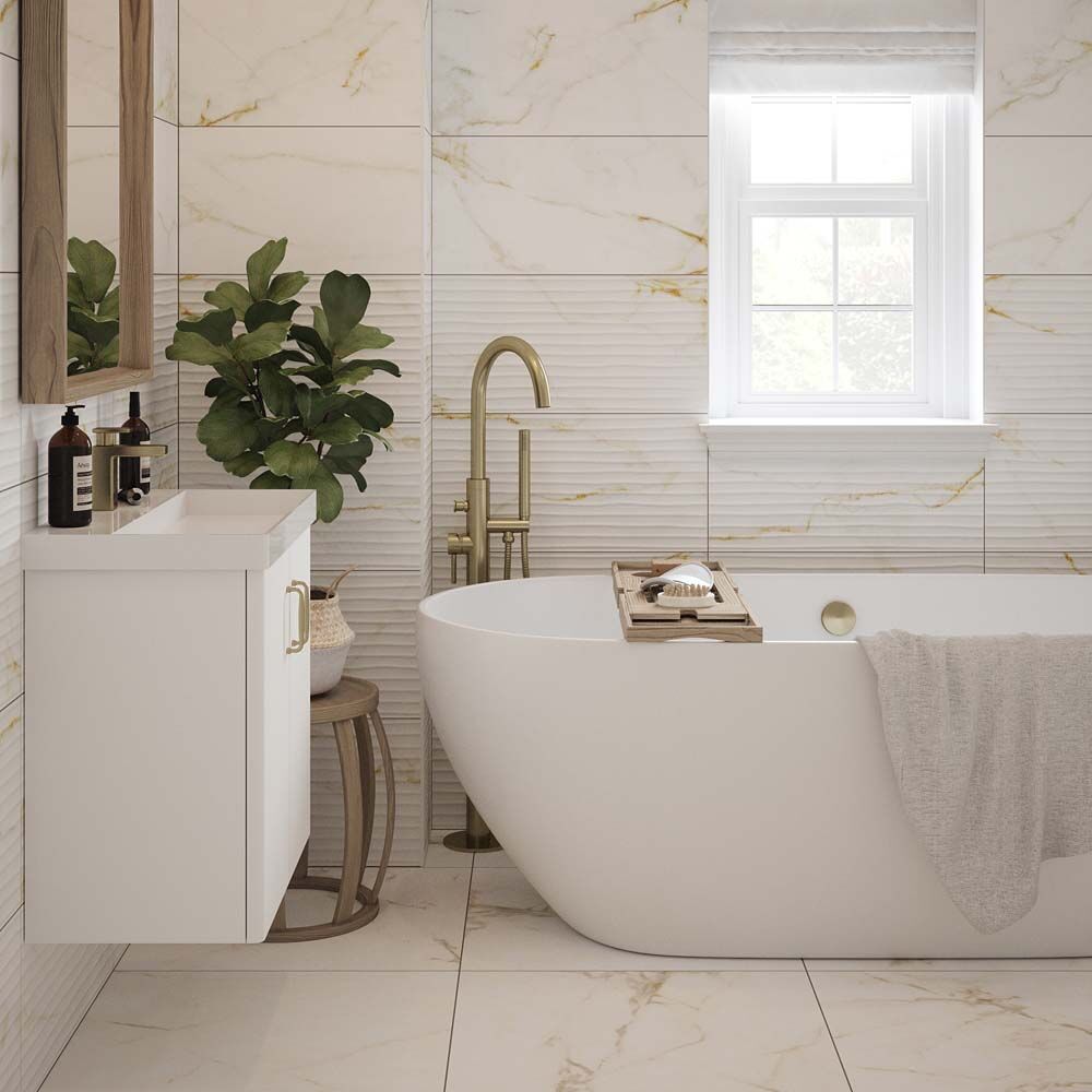 Calcutta Carrara Gold Marble Matt Wall Tiles 30cmx60cm