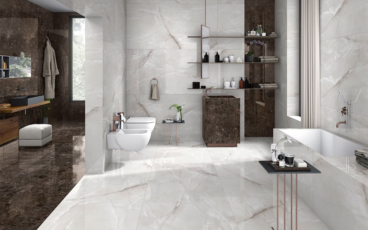 Fusion Crema Large Polished Marble Wall And Floor Porcelain Tiles 60cmx120cm