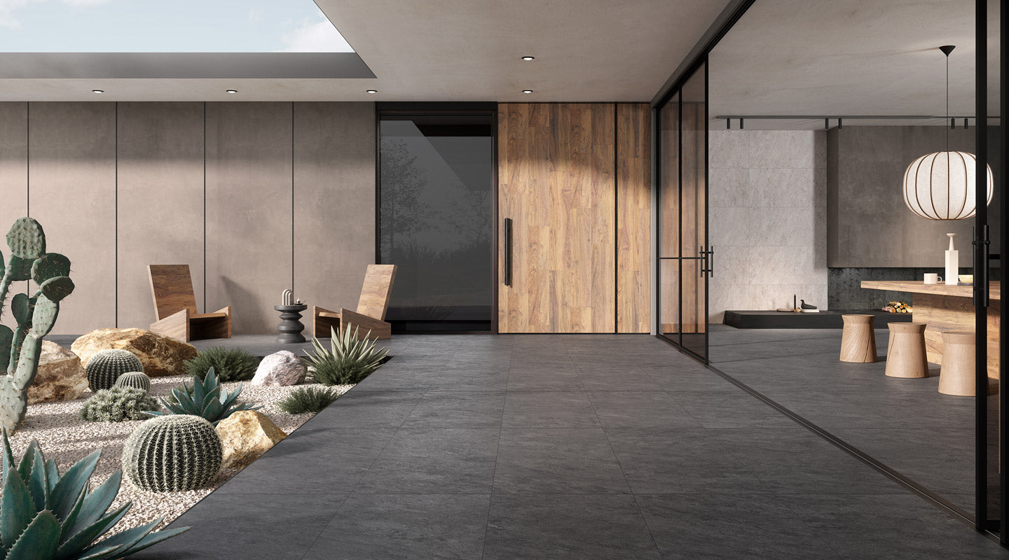 Vitra Quarzgame Dark Grey Anthracite Wall And Floor Porcelain Tiles 30cmx60cm