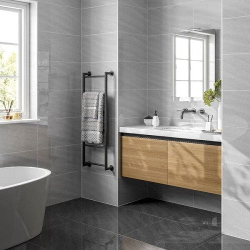 Sandwaves Dark Grey Polished Wall And Floor Porcelain Tiles 60cmx60cm