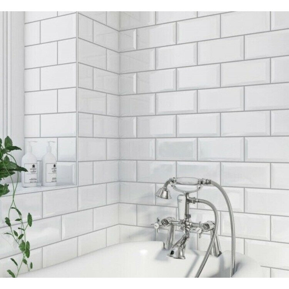 White Metro Gloss Ceramic 10cmx20cm Kitchen Wall Tiles